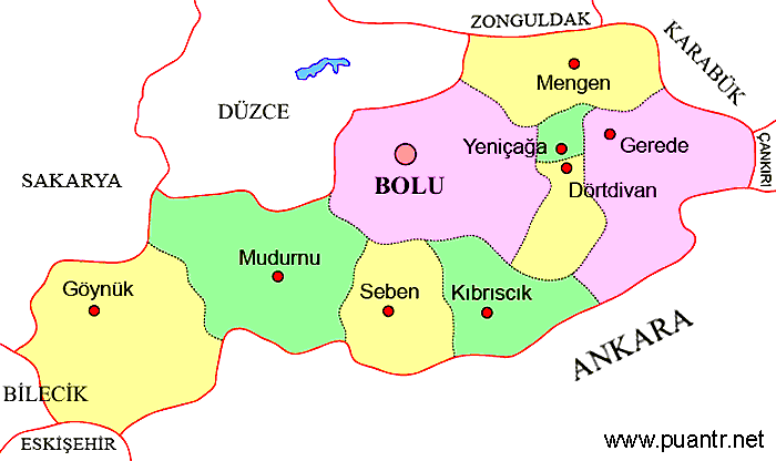 Bolu ilçeleri haritası