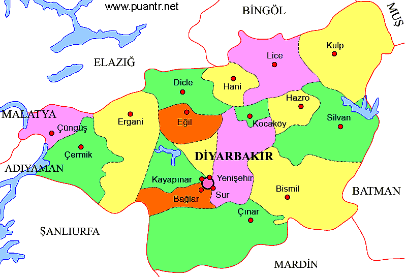 Diyarbakır ilçeleri liseleri haritası