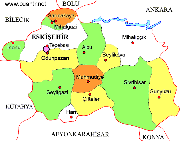 Eskişehir ilçeleri haritası