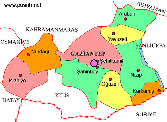 Gaziantep ilçeleri haritası