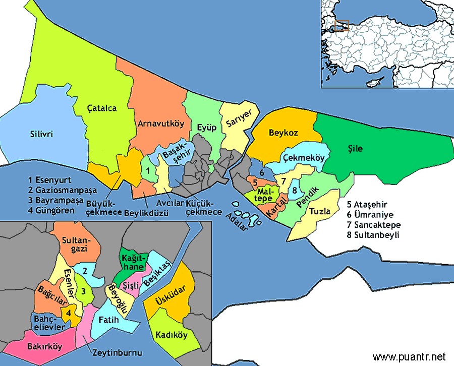 İstanbul ilçeleri haritası