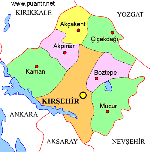 Kırşehir ilçeleri haritası