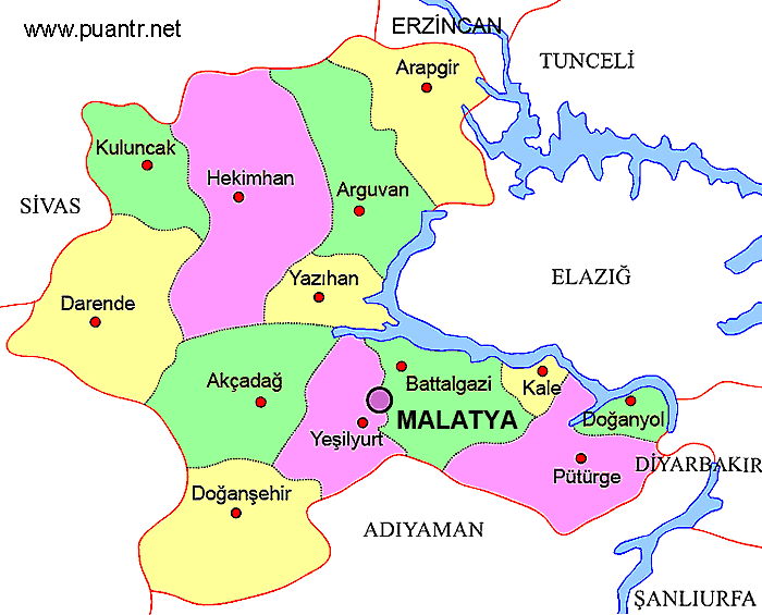 Malatya ilçeleri liseleri haritası