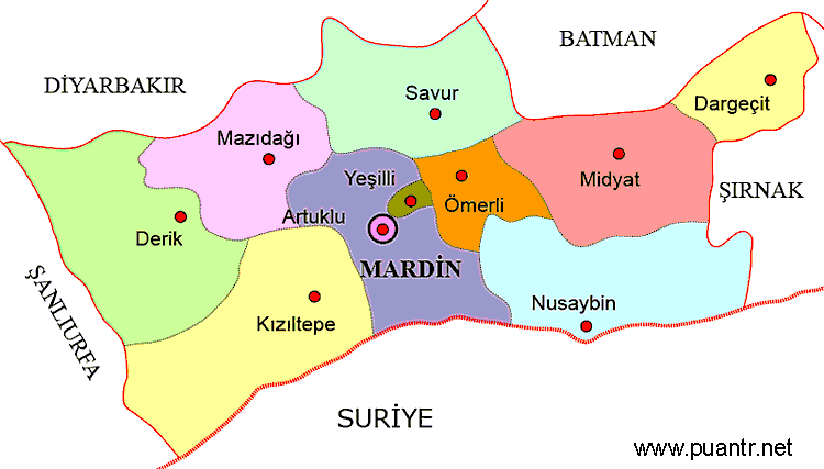 Mardin ilçeleri haritası