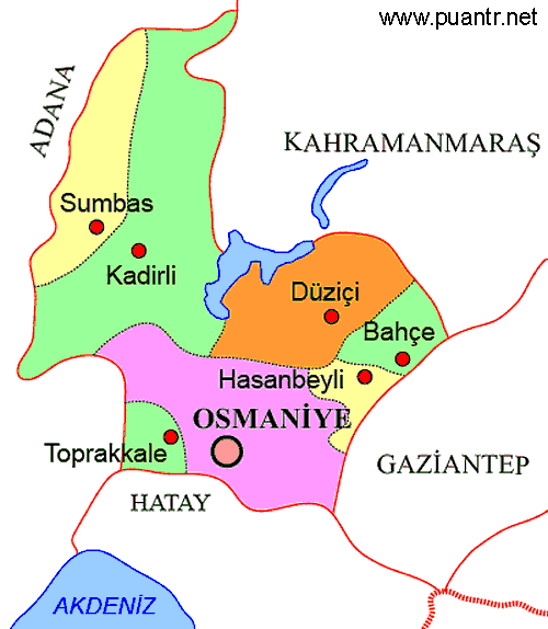 Osmaniye ilçeleri liseleri haritası