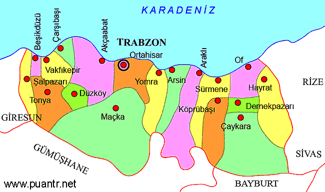 Trabzon ilçeleri haritası